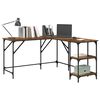 vidaXL Bureau Oud Hout 139 x 139 x 75 cm Bewerkt hout