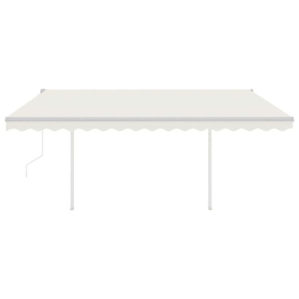 vidaXL Luifel automatisch uittrekbaar met palen 4,5x3,5 m cr&egrave;mekleurig