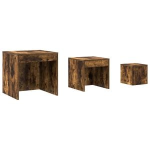vidaXL 3-delige Tafeltjesset bewerkt hout gerookt eikenkleurig