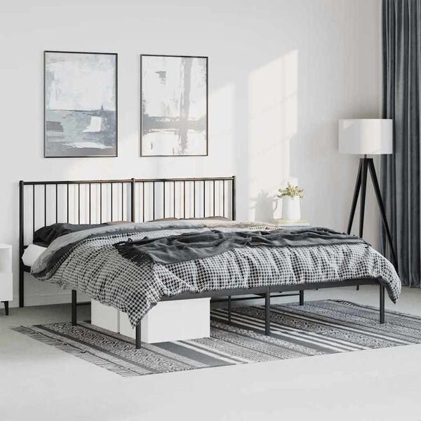 vidaXL Bedframe met hoofdbord metaal zwart 183x213 cm