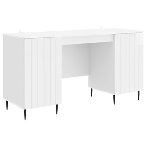vidaXL Bureau met plank Hoogglans Wit 142,5 x 50 x 75 cm Bewerkt hout