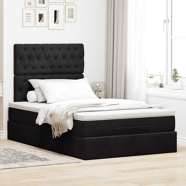 vidaXL Ottoman bed met matrassen en LED's 120x200cm fluweel zwart