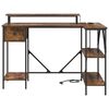 vidaXL Bureau met lade Gerookt eiken 120 x 79 x 86,5 cm Bewerkt hout