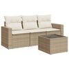 vidaXL 4-delige Loungeset met kussens poly rattan beige