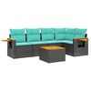 vidaXL 6-delige Loungeset met kussens poly rattan zwart