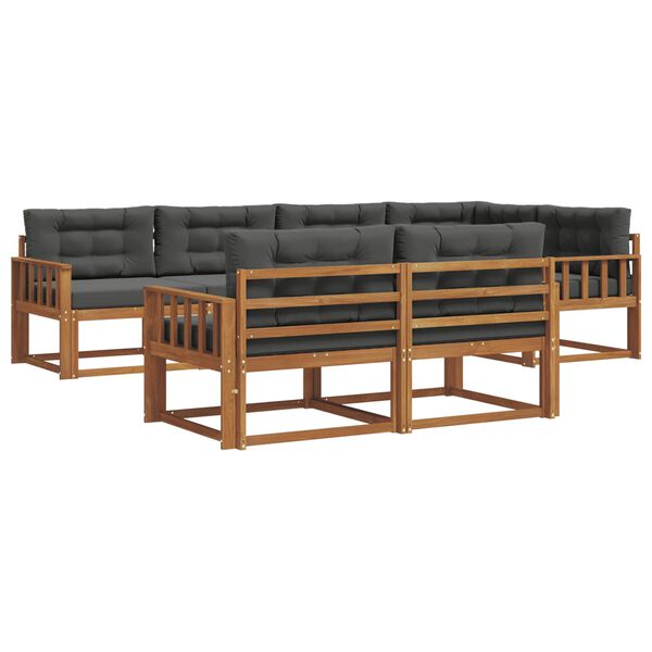 vidaXL Buiten bankenset met kussen 7 pcs Natuurlijk en Antraciet