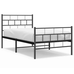 vidaXL Bedframe met hoofd- en voeteneinde metaal zwart 100x200 cm