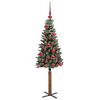 vidaXL Slanke Kerstboom Groen en Wit 150 cm PVC en massief dennenhout