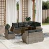 vidaXL 9-delige Loungeset met kussens poly rattan grijs