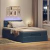 vidaXL Bed poef met matras en LED's 120x200 cm stof blauw