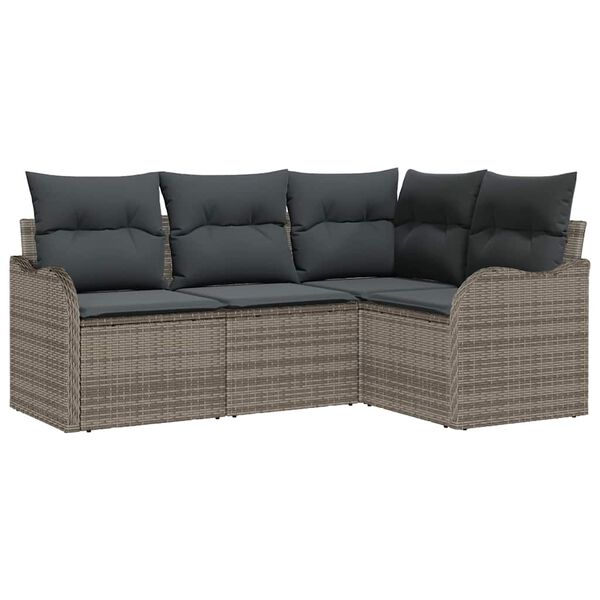 vidaXL Tuin Sofa Set met opslag 4 pcs Grijs poly rattan