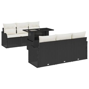 vidaXL Tuin Sofa Set met kussen 7 pcs Zwart Poly riet