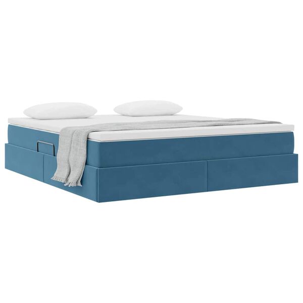 vidaXL Opbergbed met matras Donkerblauw 160 x 200 cm Fluweel