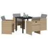 vidaXL Tuin eettafelset met kussen 5 pcs Beige poly rattan