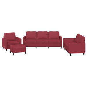 vidaXL 4-delige Loungeset met kussens fluweel wijnrood
