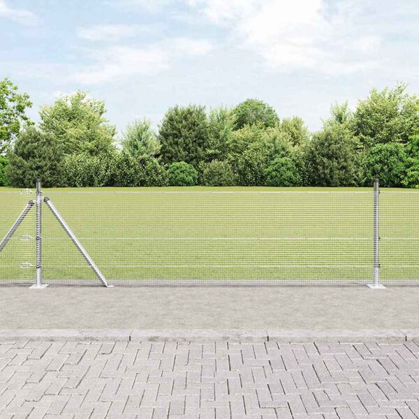 vidaXL Afrasteringspaal Zilver 100 x 0,5 m (12 x 12 mm gaas) Staal