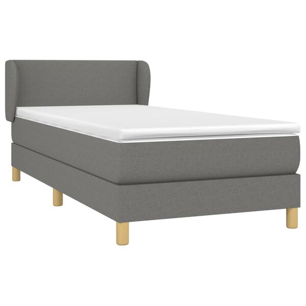 vidaXL Boxspring met matras stof donkergrijs 90x190 cm