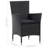 vidaXL 5-delige Tuinset met kussens poly rattan zwart