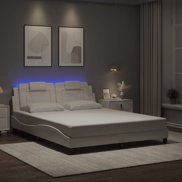 vidaXL Bedframe "Viana" met LED zonder matras wit 160x200 cm