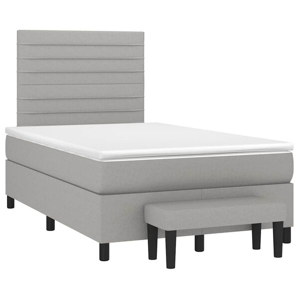 vidaXL Boxspring met matras stof lichtgrijs 120x190 cm