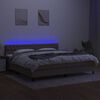 vidaXL Boxspring met matras en LED stof taupe 200x200 cm