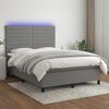 vidaXL Boxspring met matras en LED stof donkergrijs 140x200 cm