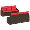 vidaXL Bankstel 7 st 3-Aantal zitplaatsen Bruin en Rood poly rattan