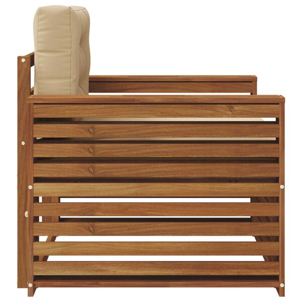 vidaXL Buiten bankenset Massief Acaciahout en Polyester Naturel