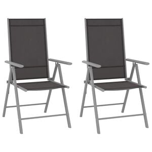 vidaXL Opklapbare stoelen, 2 stuks, Textilene, zwart