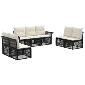 vidaXL Tuinbankenset 7 pcs Zwart poly rattan