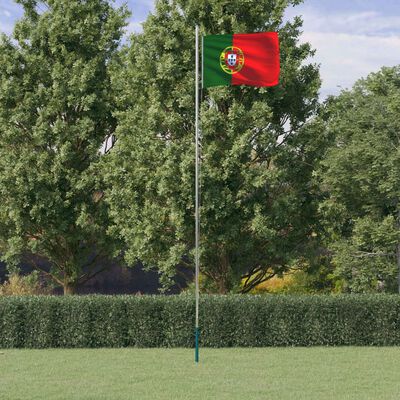 vidaXL Vlag met vlaggenmast Portugal 6,23 m aluminium