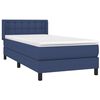 vidaXL Boxspring met matras stof blauw 100x200 cm