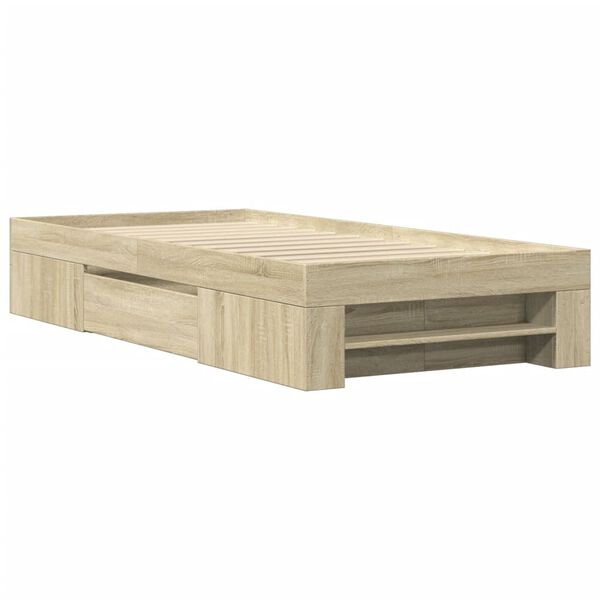 vidaXL Bedframe zonder matras hout sonoma eikenkleurig 75x190 cm