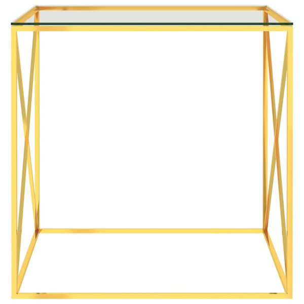 vidaXL Salontafel 55x55x55 cm roestvrij staal en glas goudkleurig