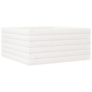 vidaXL Plantenbak 50x50x23 cm massief grenenhout wit