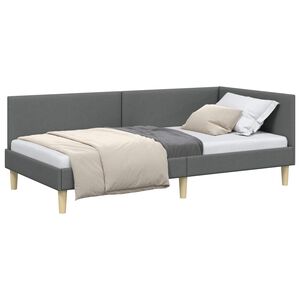 vidaXL Hoekbedframe Donkergrijs 80 cm x 200 cm Stof en multiplex