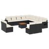 vidaXL 14-delige Loungeset met kussens poly rattan zwart
