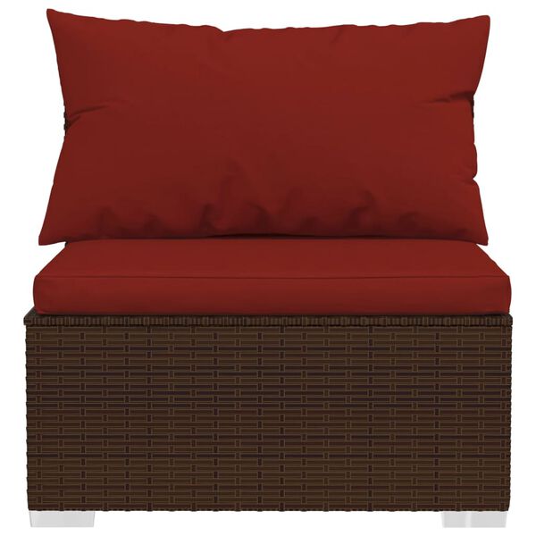 vidaXL 6-delige Loungeset met kussens poly rattan bruin