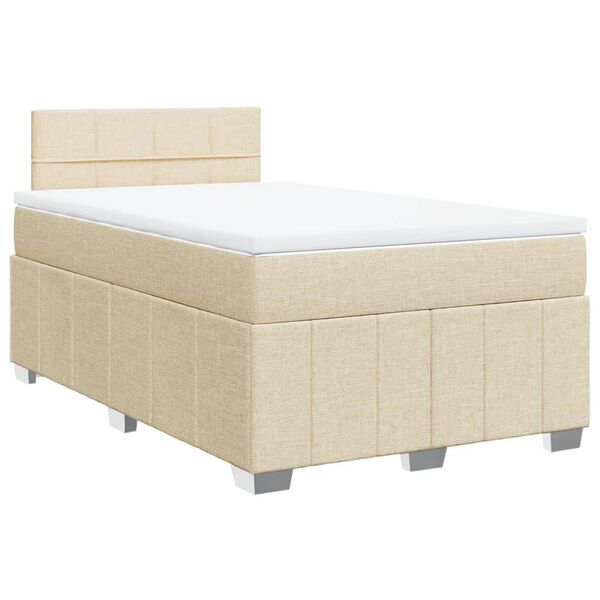 vidaXL Boxspring met matras stof cr&egrave;mekleurig 120x190 cm