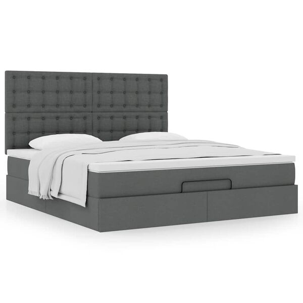 vidaXL Ottoman bed met matras 180x200cm stof donkergrijs
