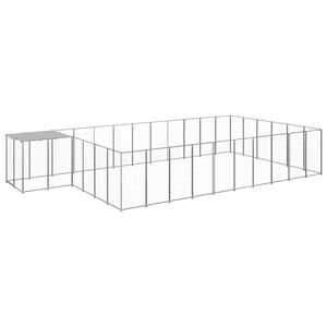 vidaXL Hondenkennel 19,36 m&sup2; staal zilverkleurig