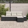 vidaXL Tuin Sofa Set met kussen 4 pcs Zwart en Crème poly rattan