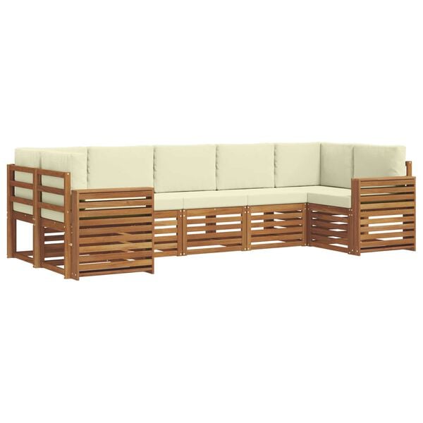 vidaXL Sofa-Sets 7 pcs Natuurlijk en Cr&egrave;me Massief Acaciahout