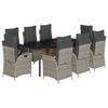 vidaXL 9-delige Tuinset met kussens poly rattan lichtgrijs
