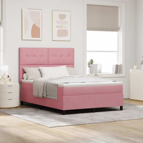vidaXL Boxspringbed met matras Roze 160 x 200 cm Fluweel