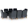 vidaXL 9-delige Tuinset met kussens poly rattan donkergrijs