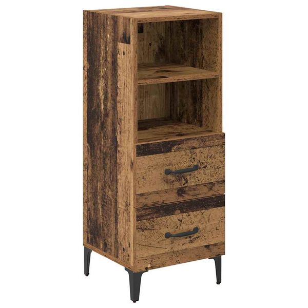 vidaXL Dressoir met lade Oud hout 34 x 34.5 x 90 cm Bewerkt hout