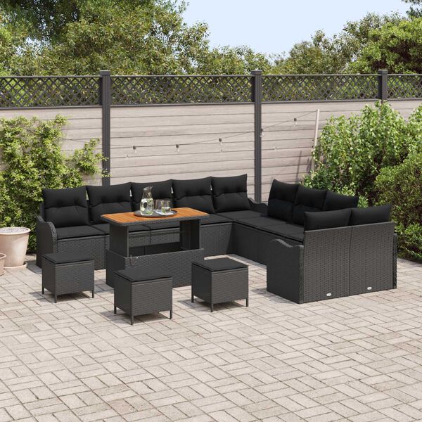 vidaXL Tuin Sofa Set 14 pcs Zwart poly rattan