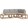 vidaXL Buiten bankenset met kussen 4 Stuk Natuurlijk en Lichtgrijs
