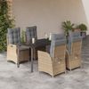 vidaXL 5-delige Tuinset met kussens poly rattan beige